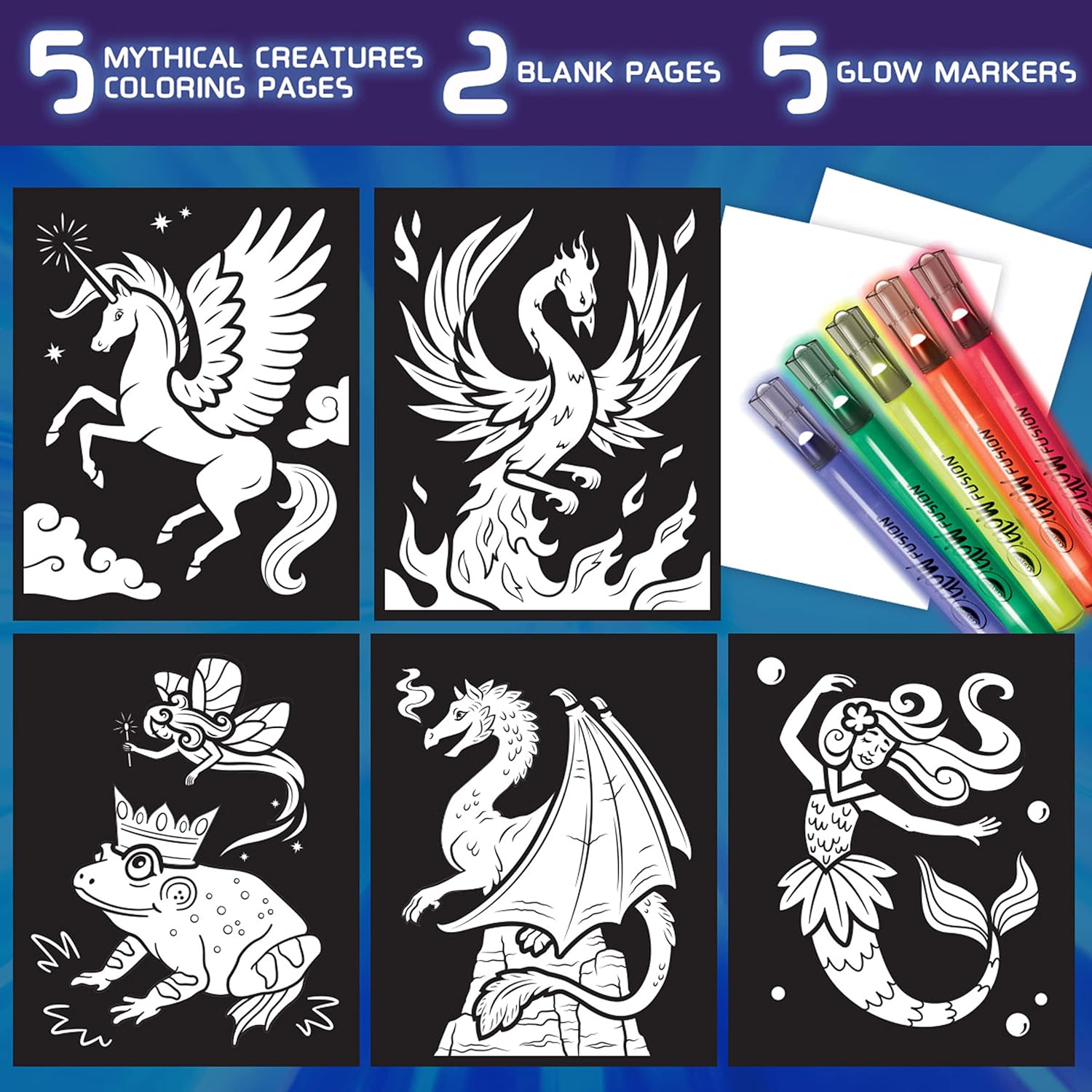Crayola Mythical Creatures Glow Fusion  Marker Coloring Set - Laadlee