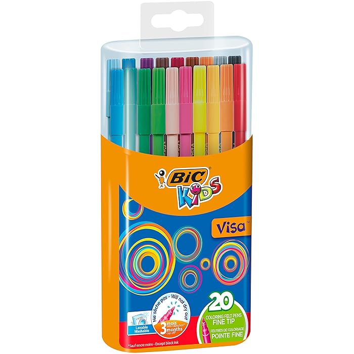 BIC Kids Visa Fine Felt Tip Pens - Pack of 20