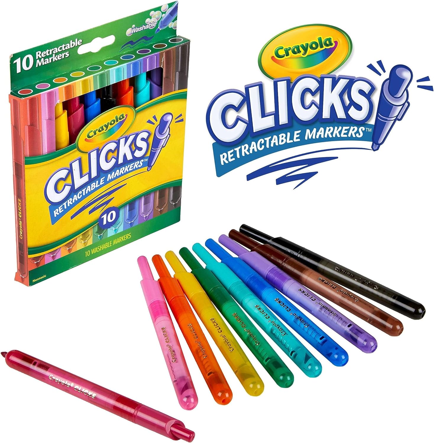 Crayola Super Clicks Retractable Markers - Pack of 10 - Laadlee