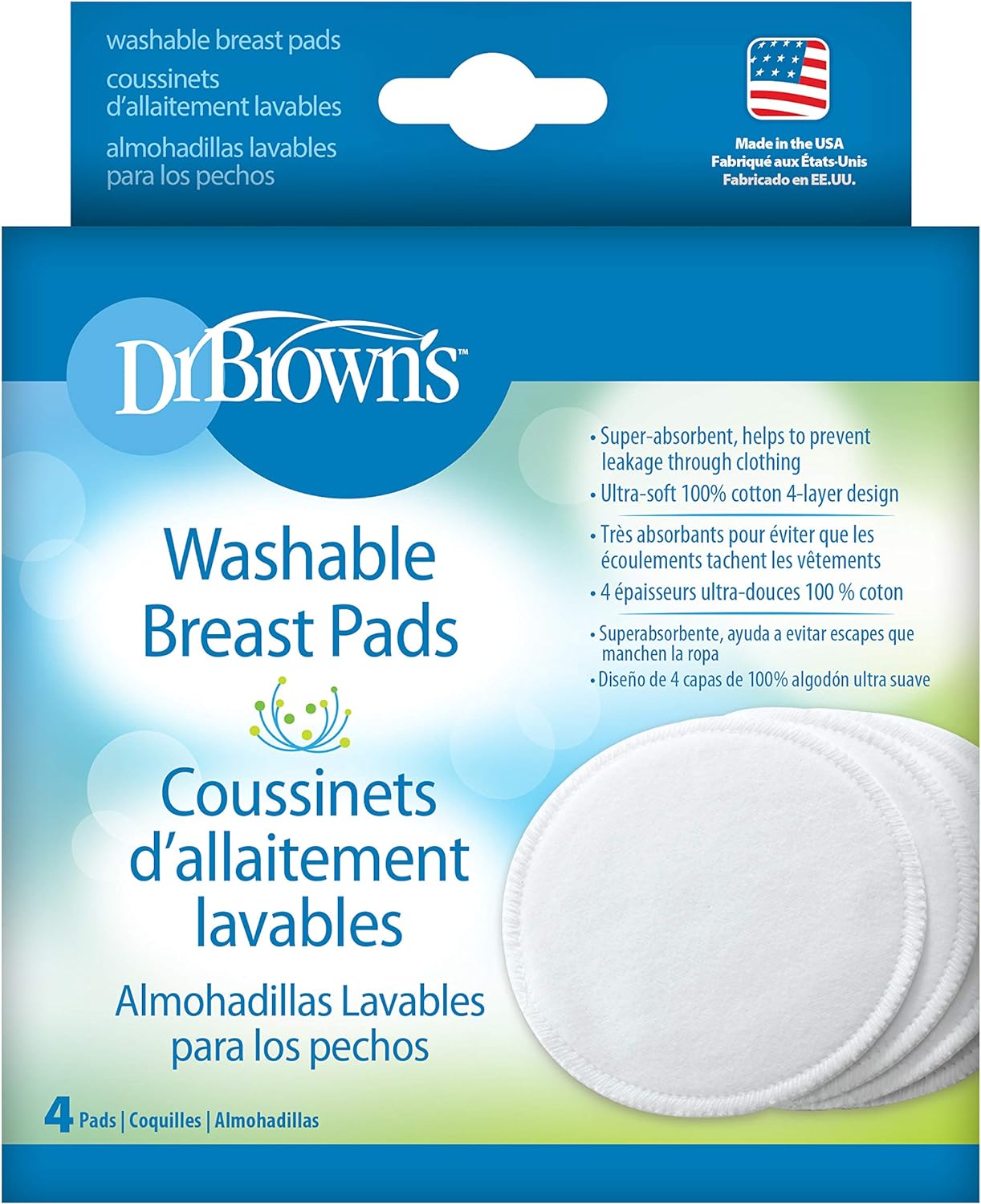 Dr. Brown's Washable Breast Pad - Pack of 4 - Laadlee