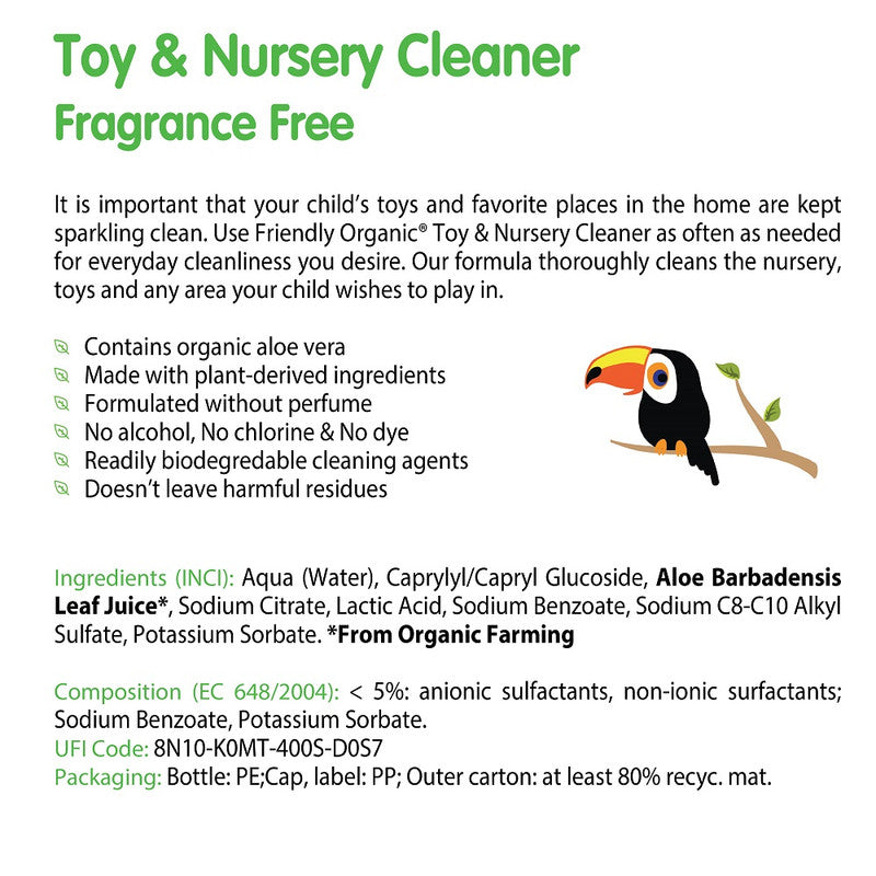 Friendly Organic Fragrance Free Toy & Nursery Cleaner - 250ml - Laadlee