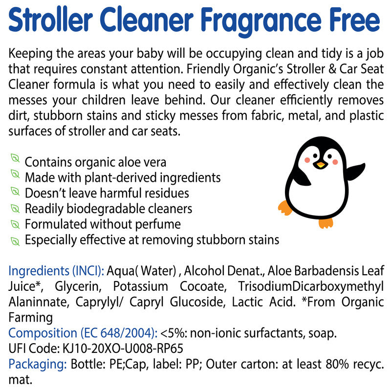 Friendly Organic Fragrance Free Stroller & Car Seat Cleaner - 250ml - Laadlee