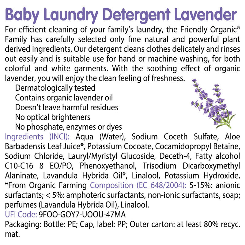 Friendly Organic Lavender Baby Laundry Detergent - 1000ml - Laadlee