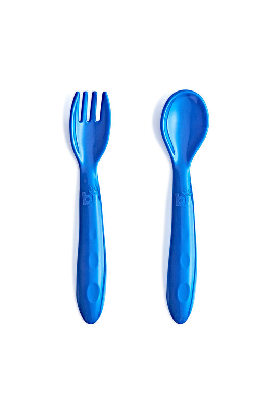 Babyjem Baby Spoon and Fork Set - Blue - Laadlee