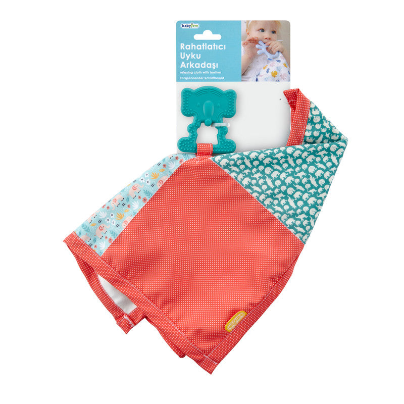 Babyjem Relaxing Cloth with Pathwork Teether - Red - Laadlee