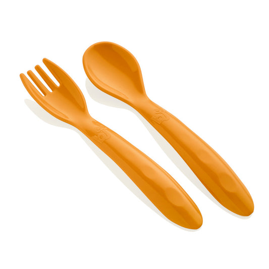 Babyjem Baby Spoon and Fork Set - Orange - Laadlee