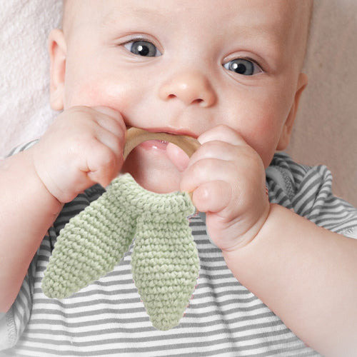Babyjem Amigurumi Wooden Ring Teether - Green - Laadlee