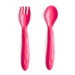 Babyjem Baby Spoon and Fork Set - Red - Laadlee