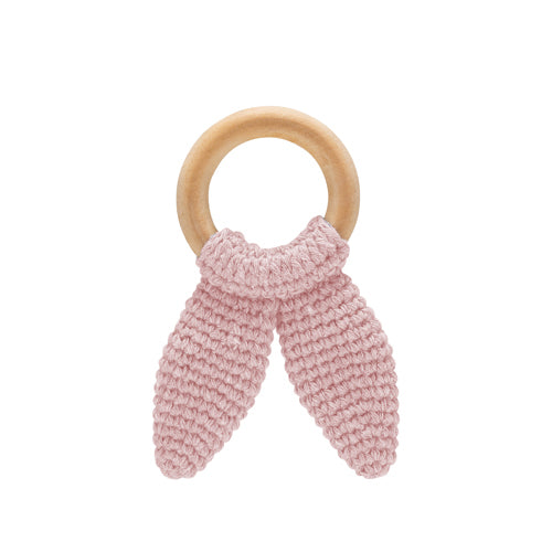 Babyjem Amigurumi Wooden Ring Teether - Pink - Laadlee
