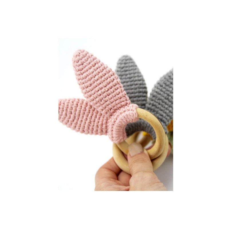 Babyjem Amigurumi Wooden Ring Teether - Pink - Laadlee