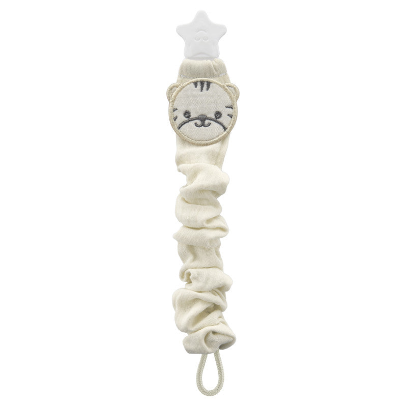 Babyjem Ecru Tiger Pacifier Holder - Cream - Laadlee