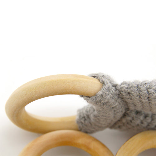 Babyjem Amigurumi Wooden Ring Teether - Grey - Laadlee