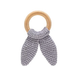 Babyjem Amigurumi Wooden Ring Teether - Grey - Laadlee