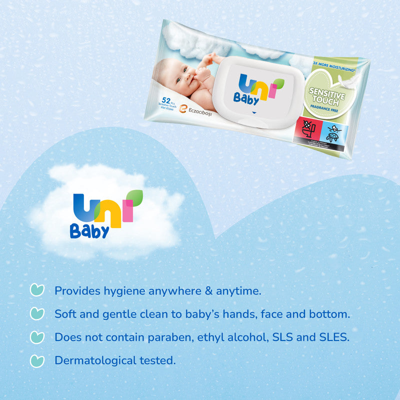 Uni Baby Sensitive Touch Wipes Fragrance Free - 52pcs