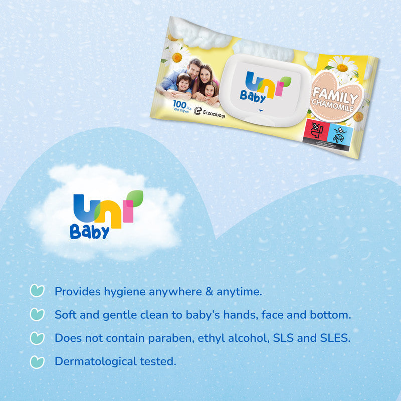 Uni Baby Family Wipes Chamomile  - 100pcs