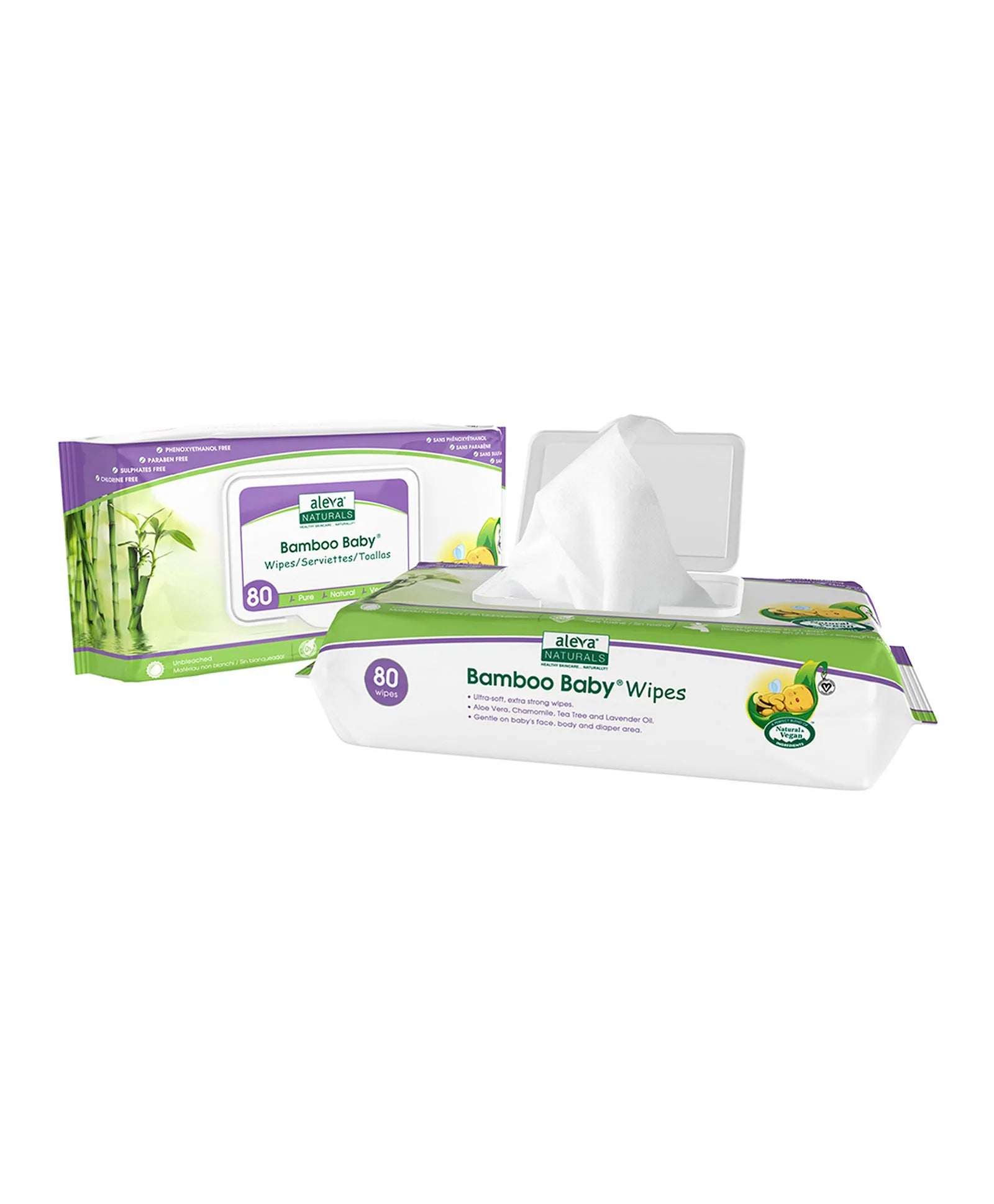 Aleva Naturals Bamboo Baby Wipes - 80ct - Laadlee