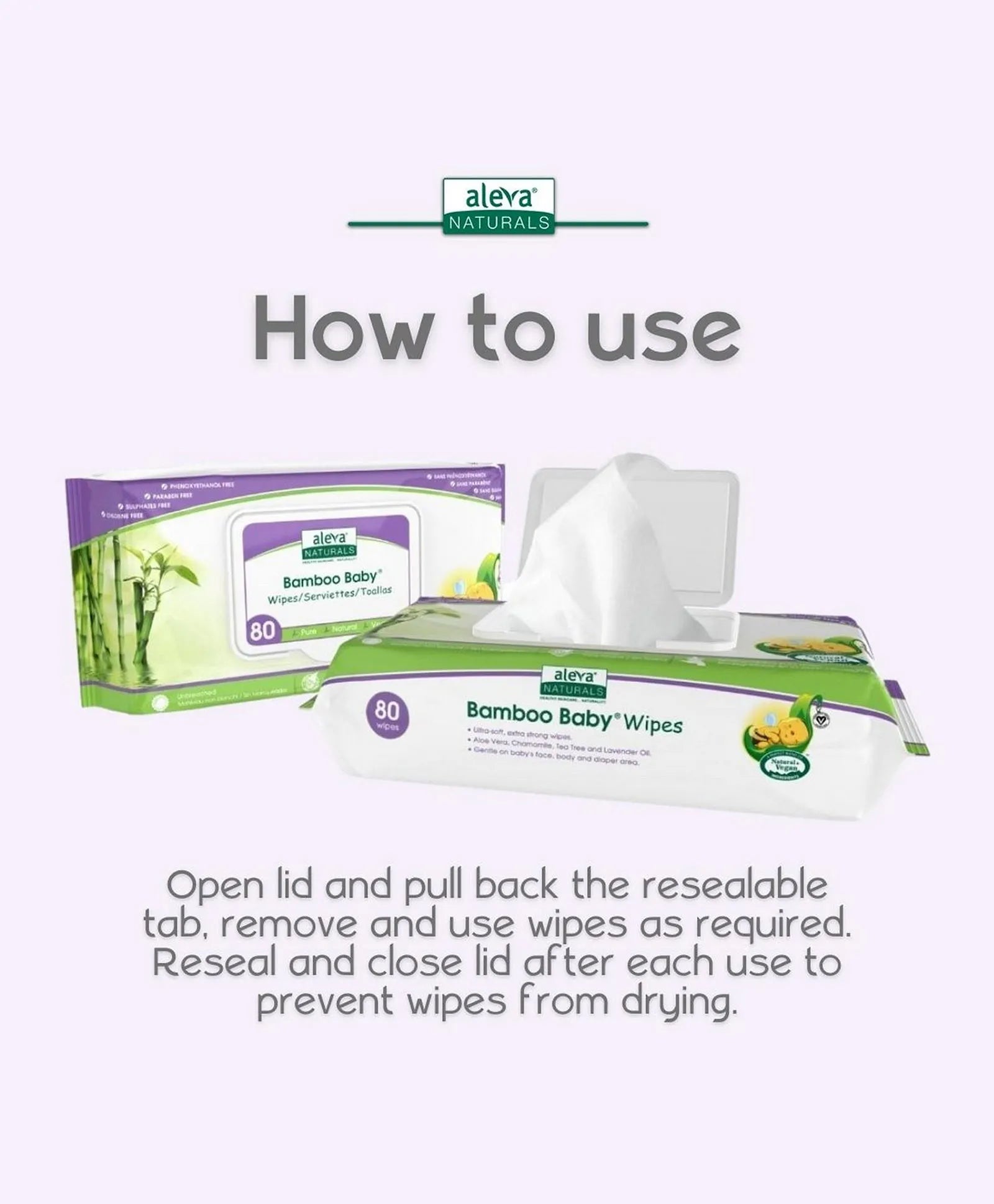 Aleva Naturals Bamboo Baby Wipes - 80ct - Laadlee