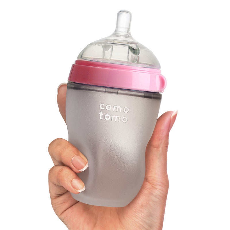 Comotomo Natural Feel Baby Feeding Bottle 250ml - Pink (Pack Of 2) - Laadlee