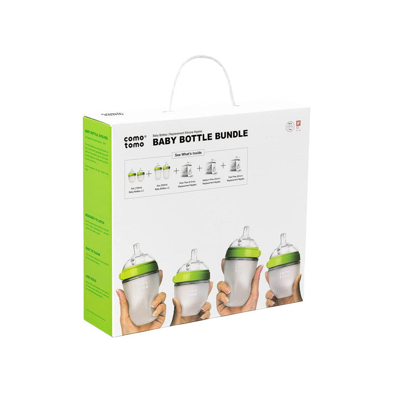 Comotomo Baby Feeding Bottle Bundle - Green - Laadlee