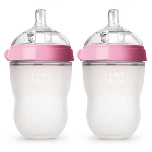 Comotomo Natural Feel Baby Feeding Bottle 250ml - Pink (Pack Of 2)