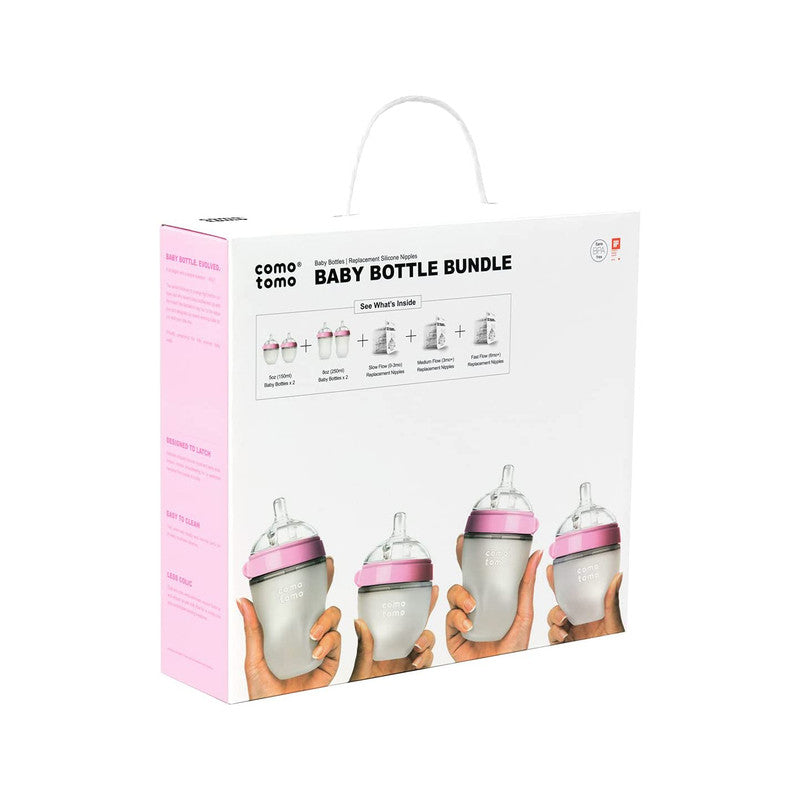 Comotomo Baby Feeding Bottle Bundle - Pink - Laadlee