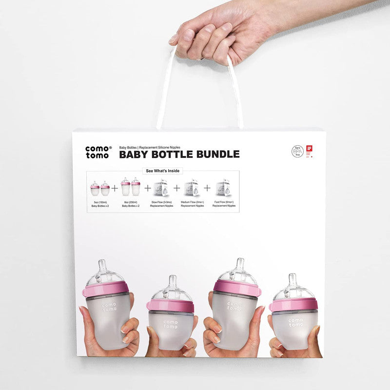 Comotomo Baby Feeding Bottle Bundle - Pink