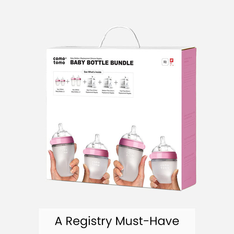 Comotomo Baby Feeding Bottle Bundle - Pink - Laadlee