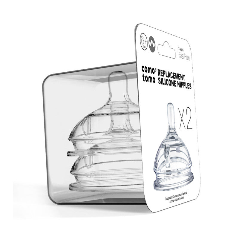 Comotomo Natural Teat Silicone Nipples Fast Flow - Transparent - Laadlee
