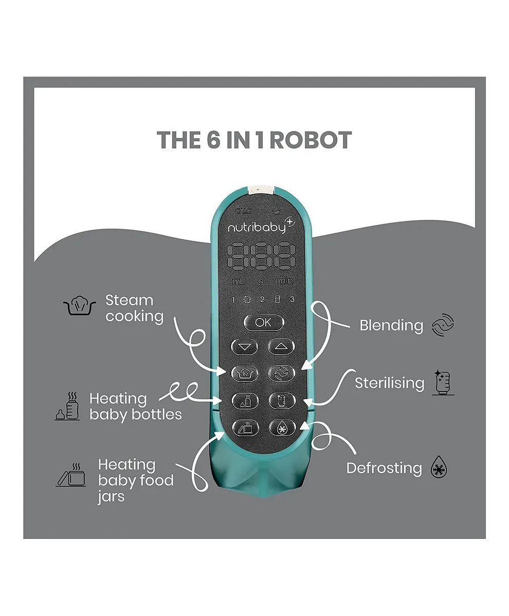 Babymoov Nutribaby+ 6-in-1 Baby Food Processor - Opal Green