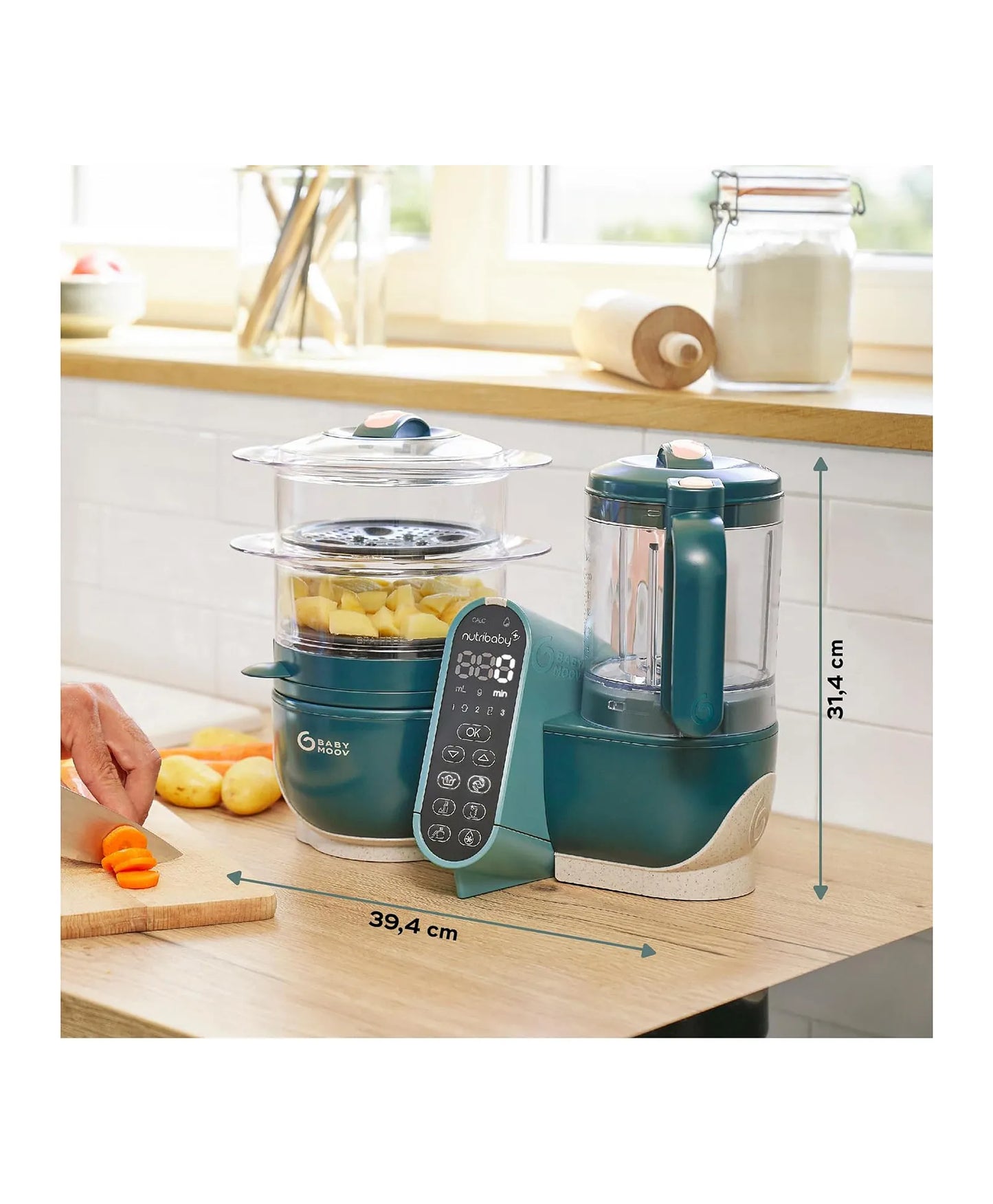 Babymoov Nutribaby+ 6-in-1 Baby Food Processor - Opal Green