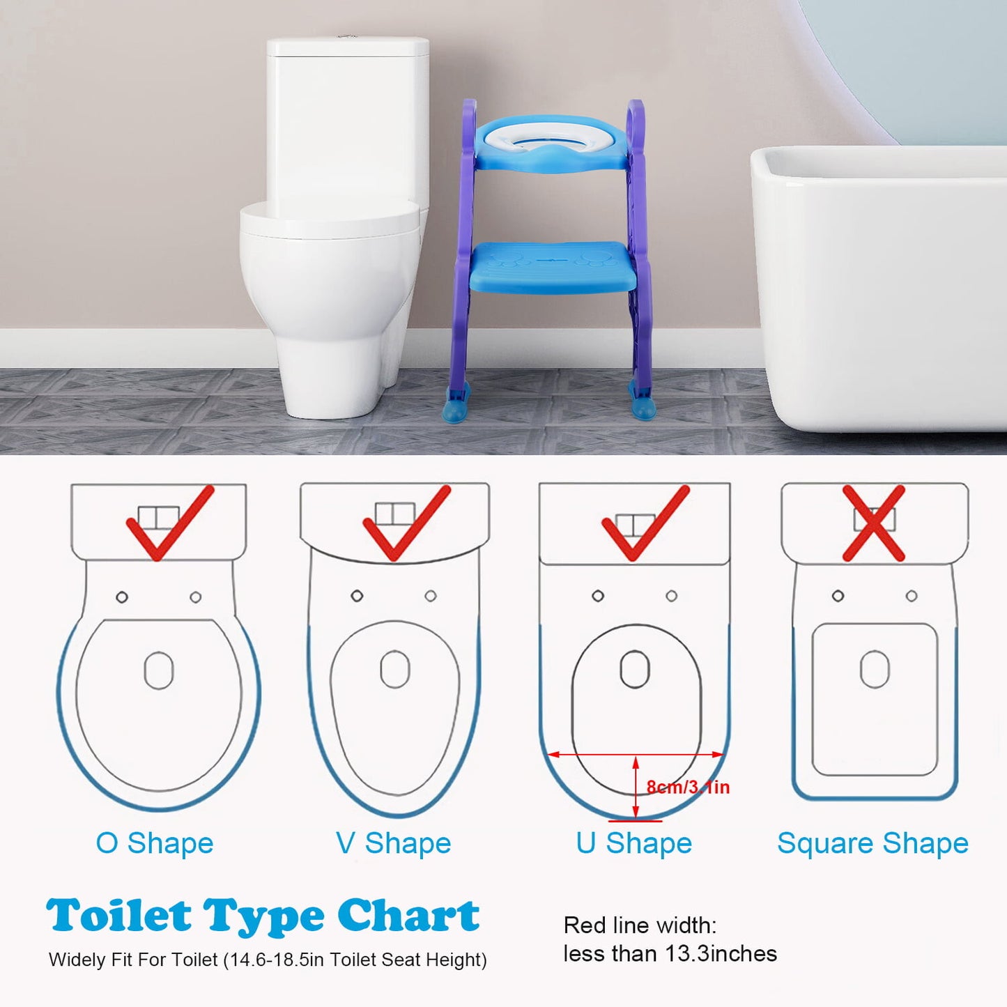 Pikkaboo EasyGo+ Potty Training Seat with Step Ladder - Blue & Purple