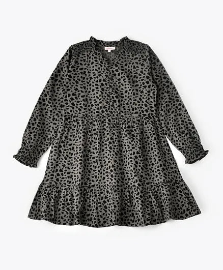 Jelliene All Over Printed Dress - Black - Laadlee