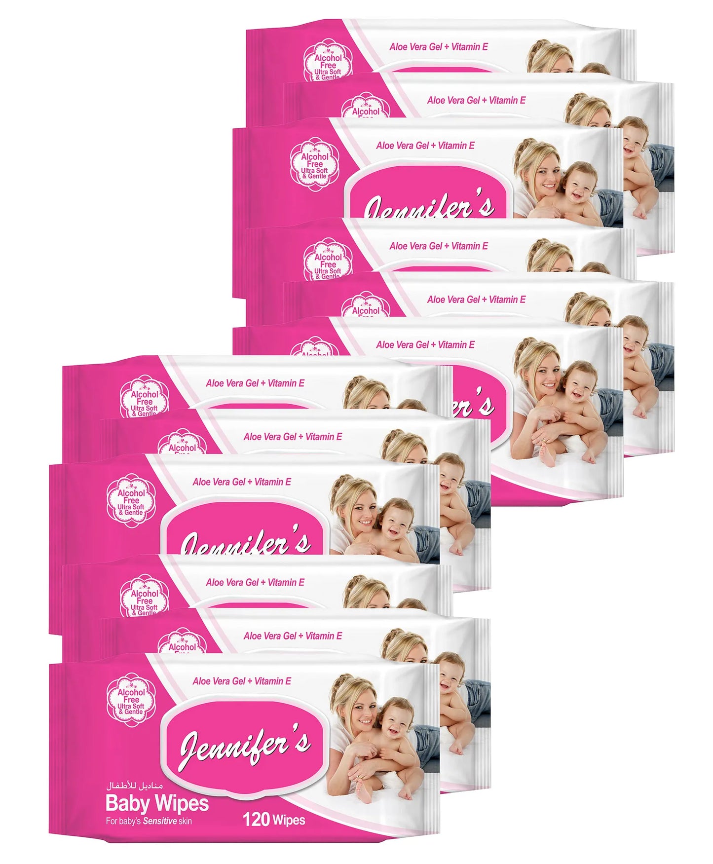 Jennifer's Baby Wipes Pack of 9 + 3 Free - 1440pcs