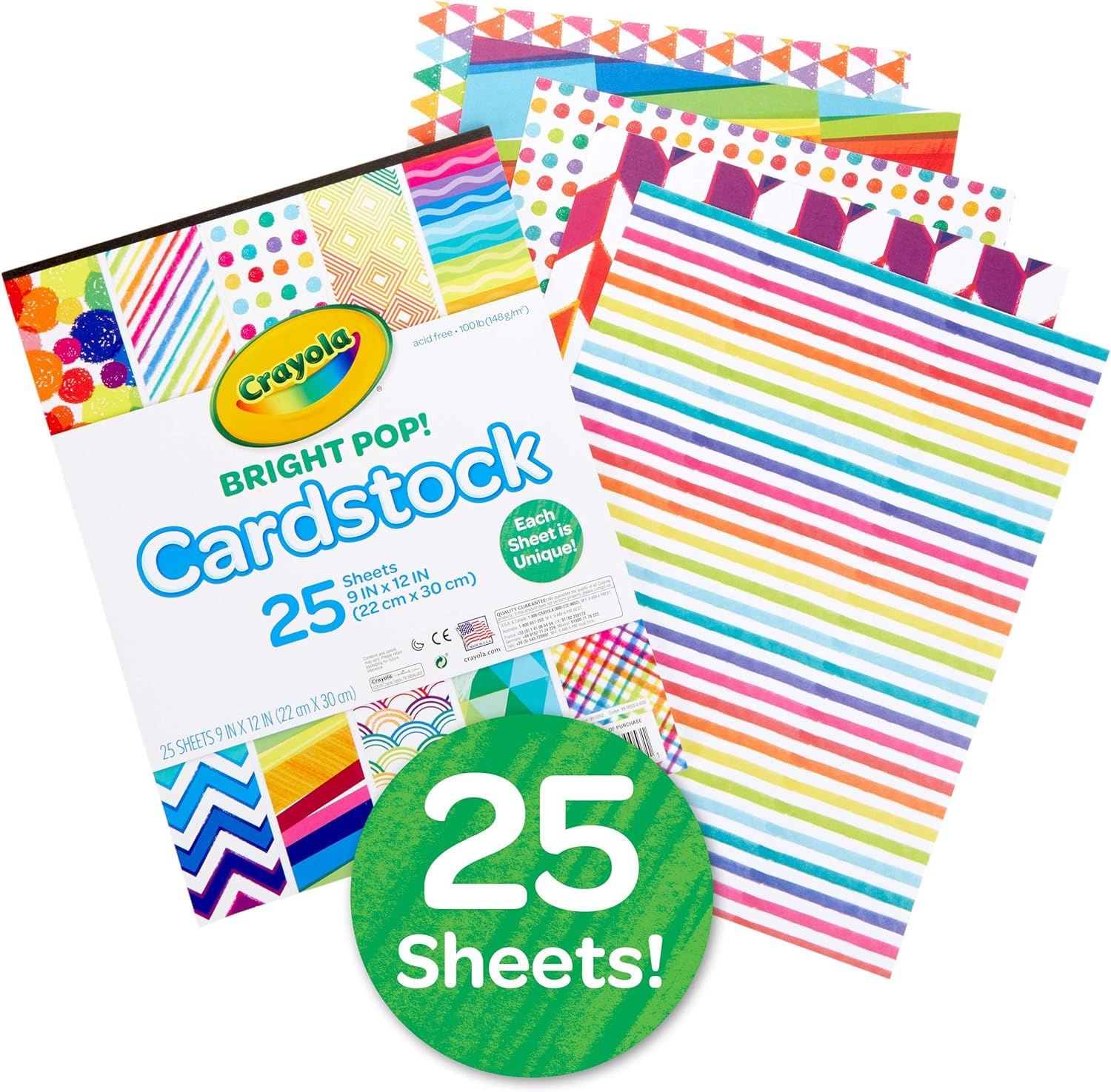 Crayola Bright Pop! Cardstock - 25 Sheets - Laadlee