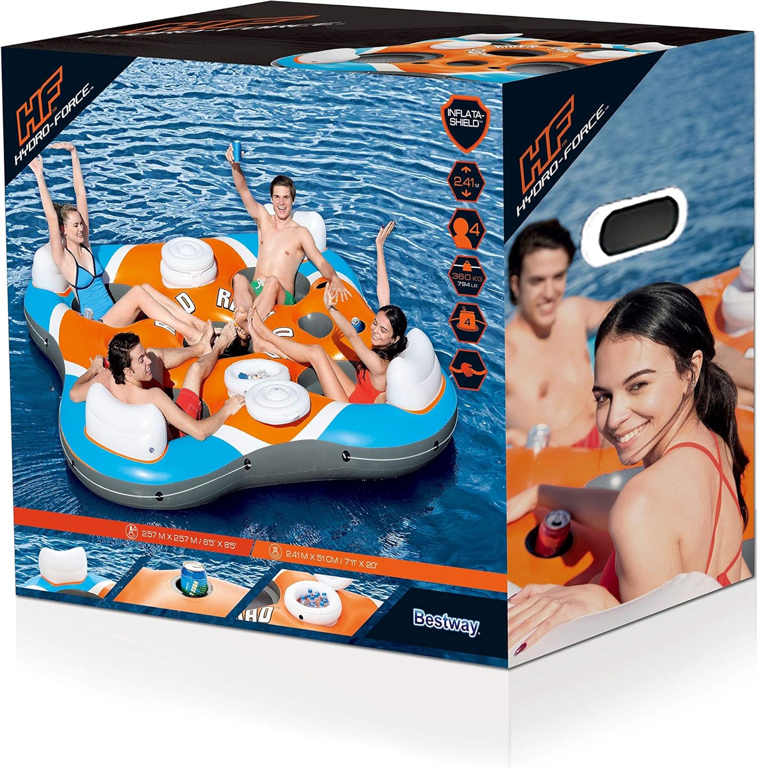 bestway-hydroforce-rapid-rider-quad-inflatable-water-float-257x257cm-3