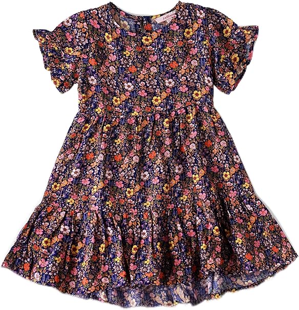 Jelliene All Over Printed Dress - Dark Blue - Laadlee