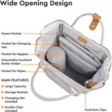 BabaBing Mani Vegan Leather Diaper Bag With Hooks And Changing Pad – Grey