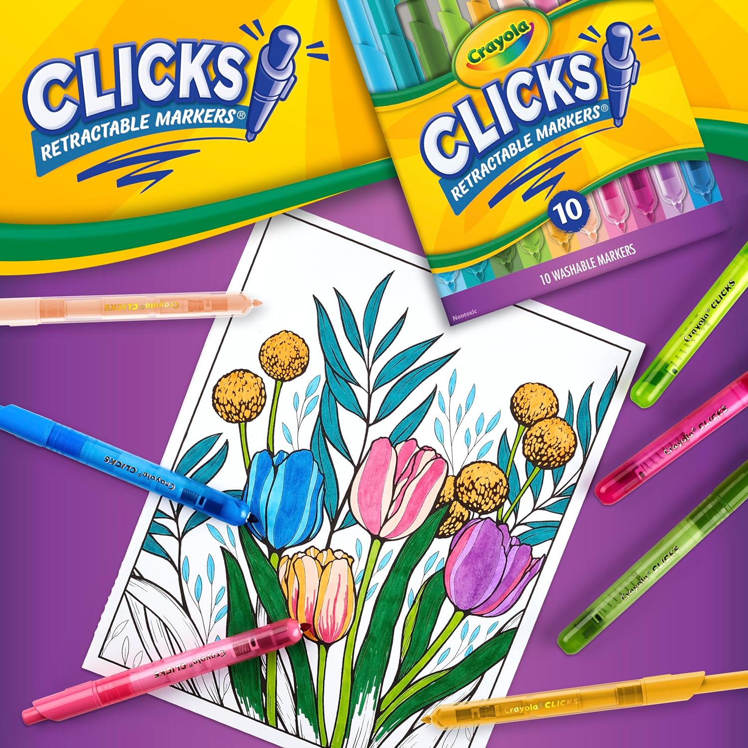 Crayola Washable CLICKS Retractable Markers - Pack of 10 - Laadlee