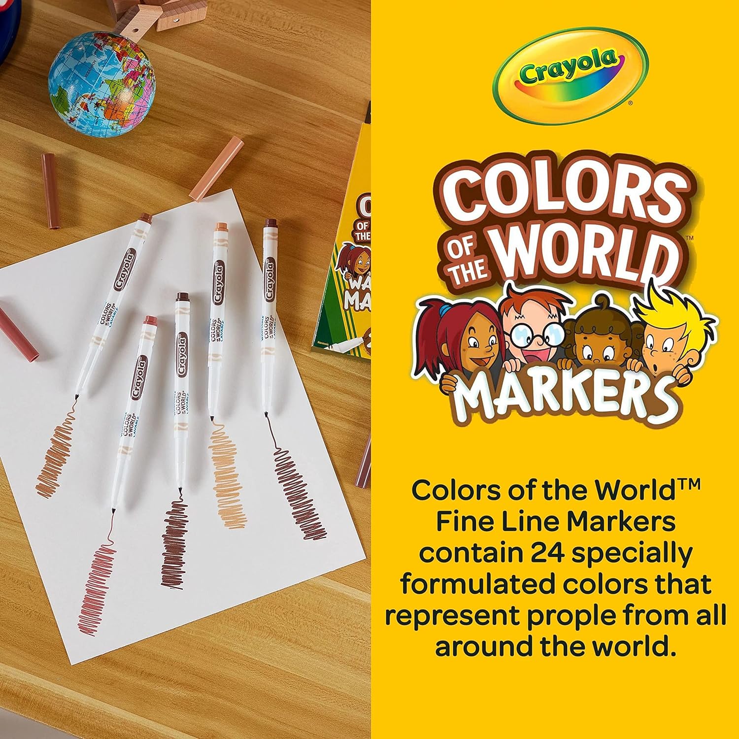 Crayola Fine Line Washable Skin Tone Markers - Pack of 24 - Laadlee