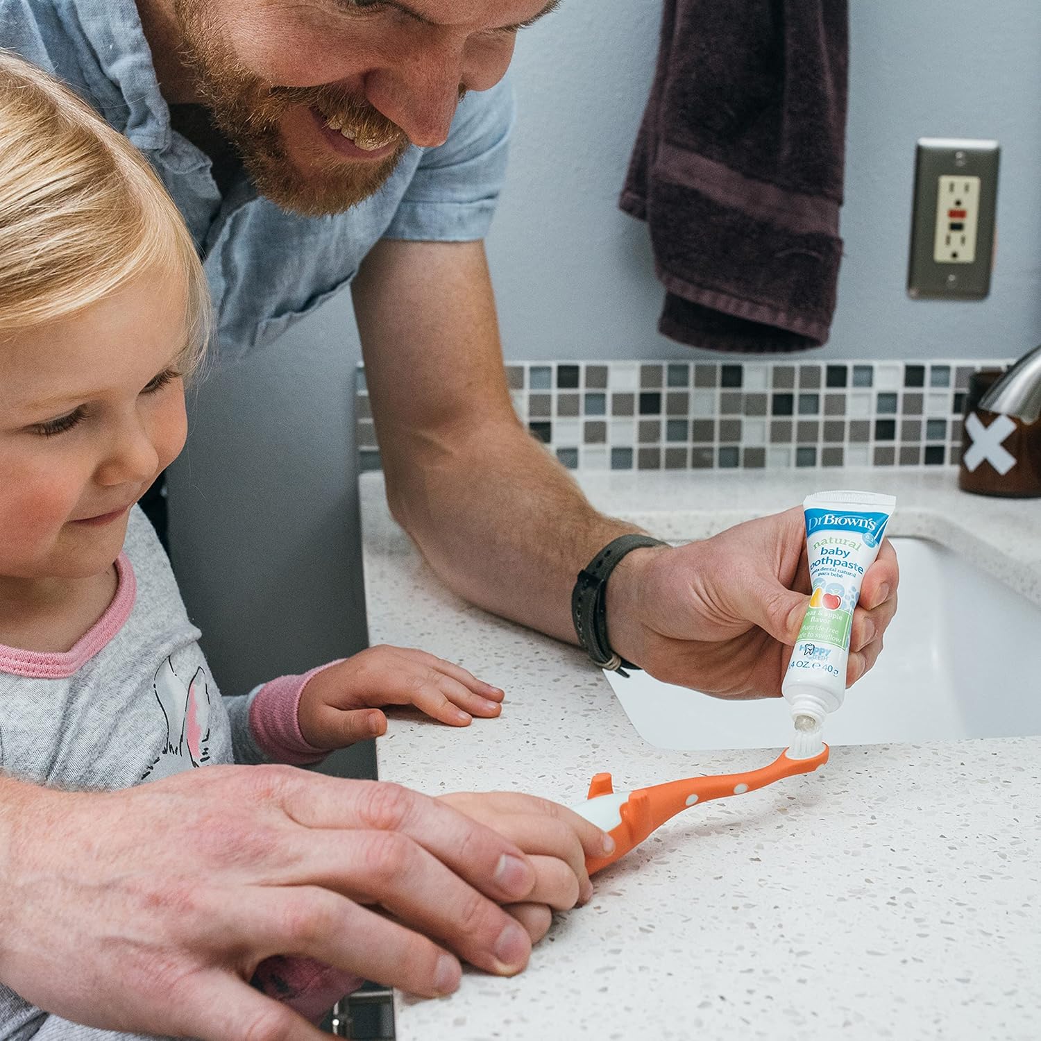 Dr. Brown's Toddler Dinosaur Toothbrush - Green & Orange - Laadlee