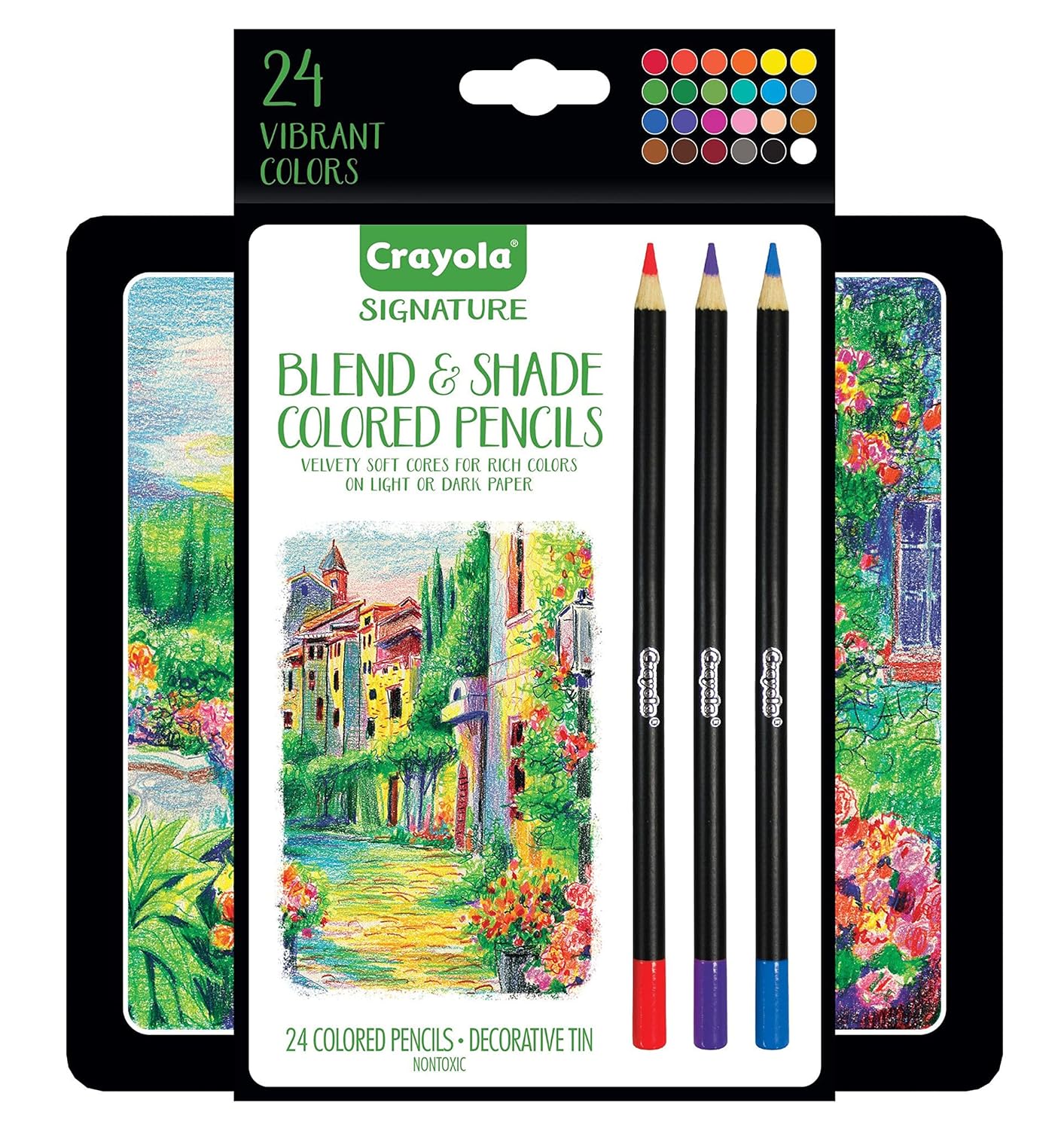 Crayola Signature Blend and Shade Colored Pencils with Tin - Pack of 24 - Laadlee