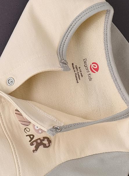 Elegant Kids Front Open Sleepsuit - Bear - Laadlee