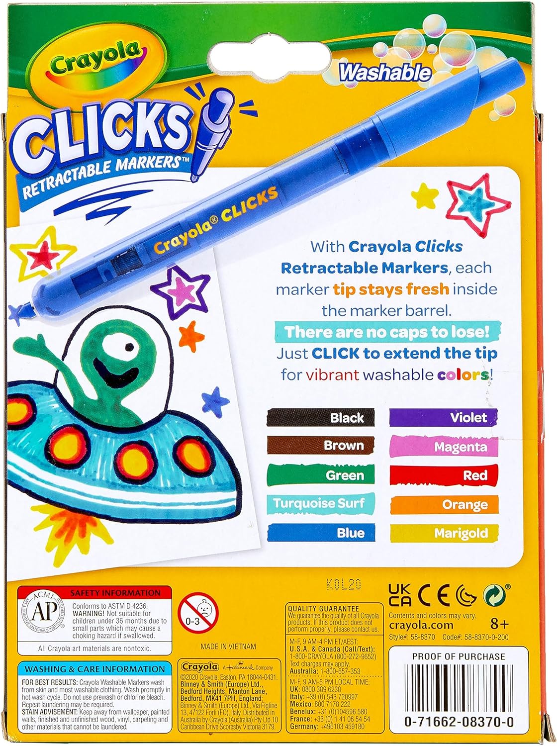 Crayola Super Clicks Retractable Markers - Pack of 10 - Laadlee