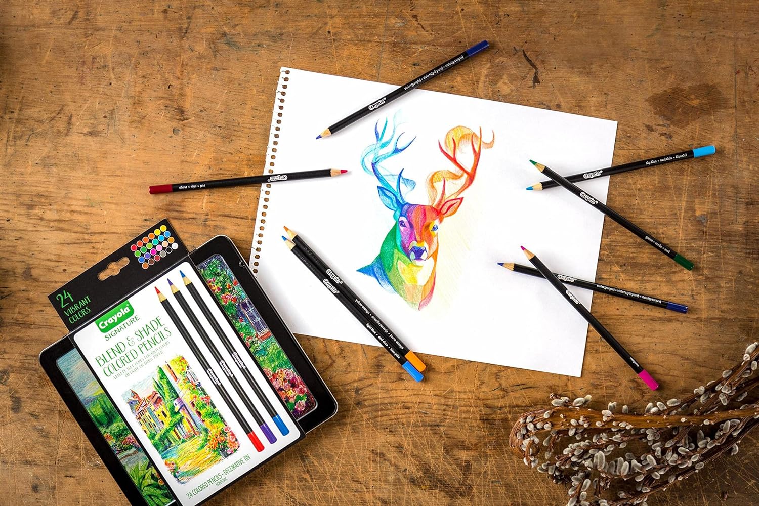 Crayola Signature Blend and Shade Colored Pencils with Tin - Pack of 24 - Laadlee
