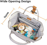 BabaBing Mani Vegan Leather Diaper Bag With Hooks And Changing Pad – Grey