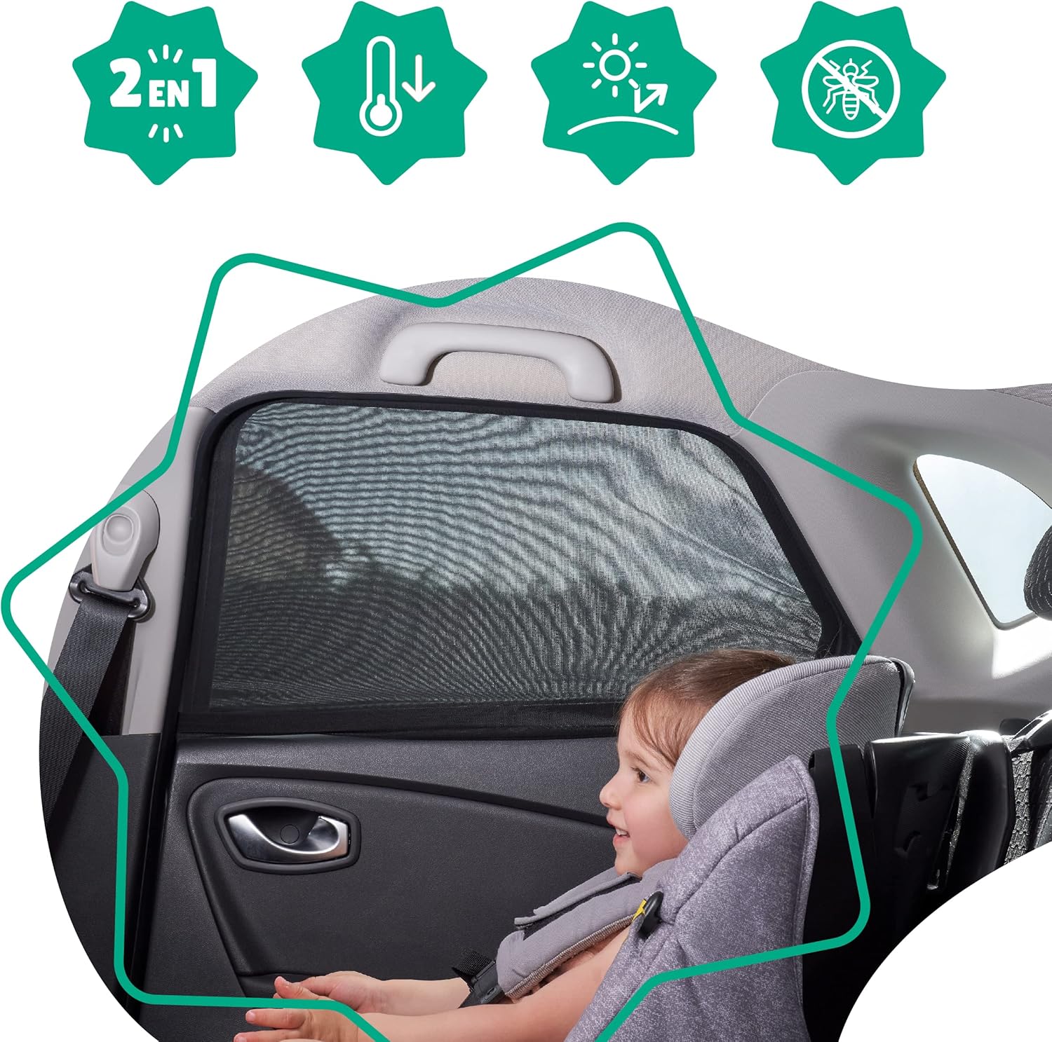 Badabulle Car Window Shades for Baby Pack of 2 - Black - Laadlee