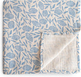 Mushie Swaddle Blue Flowers - Blue