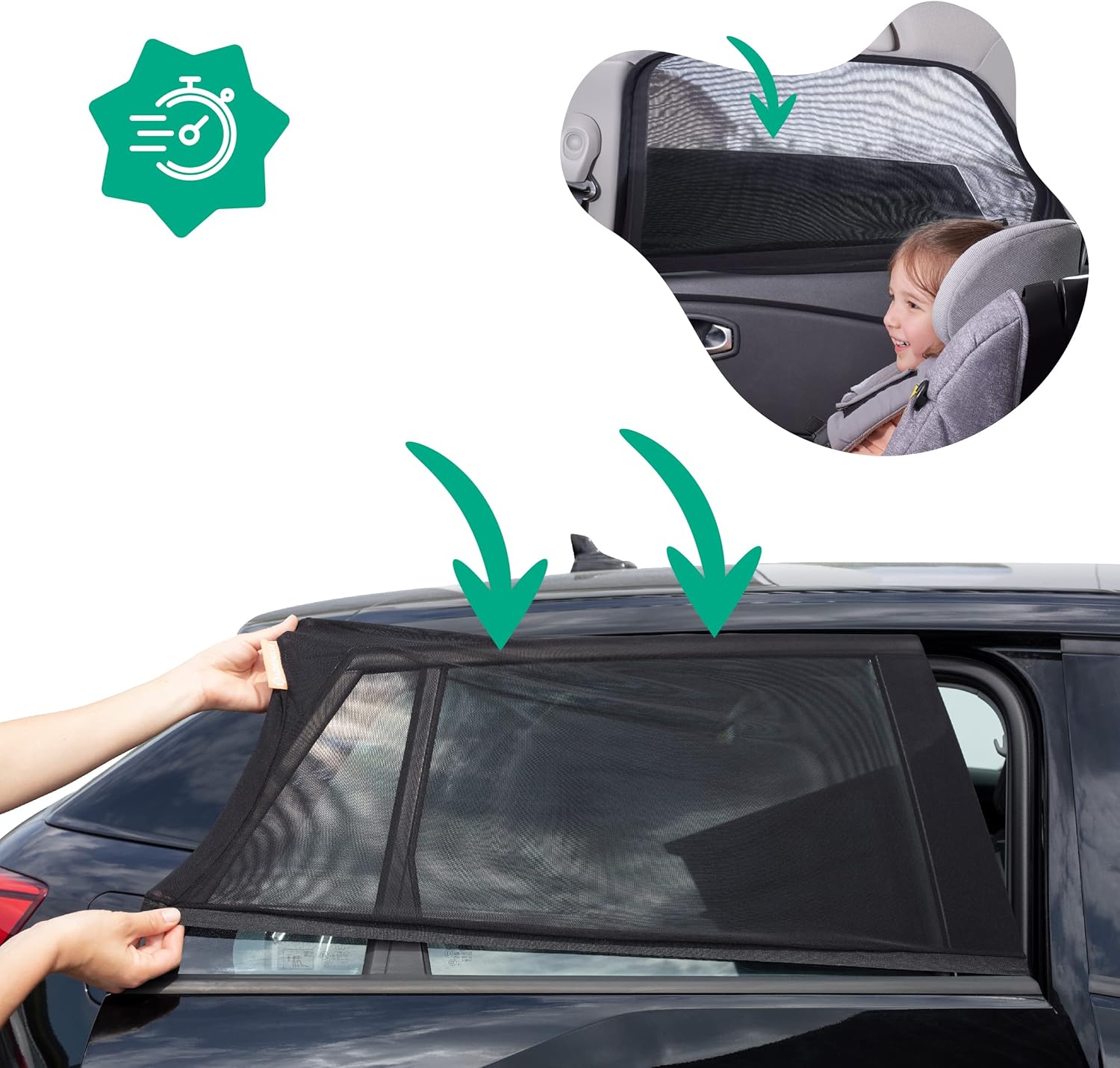 Badabulle Car Window Shades for Baby Pack of 2 - Black - Laadlee