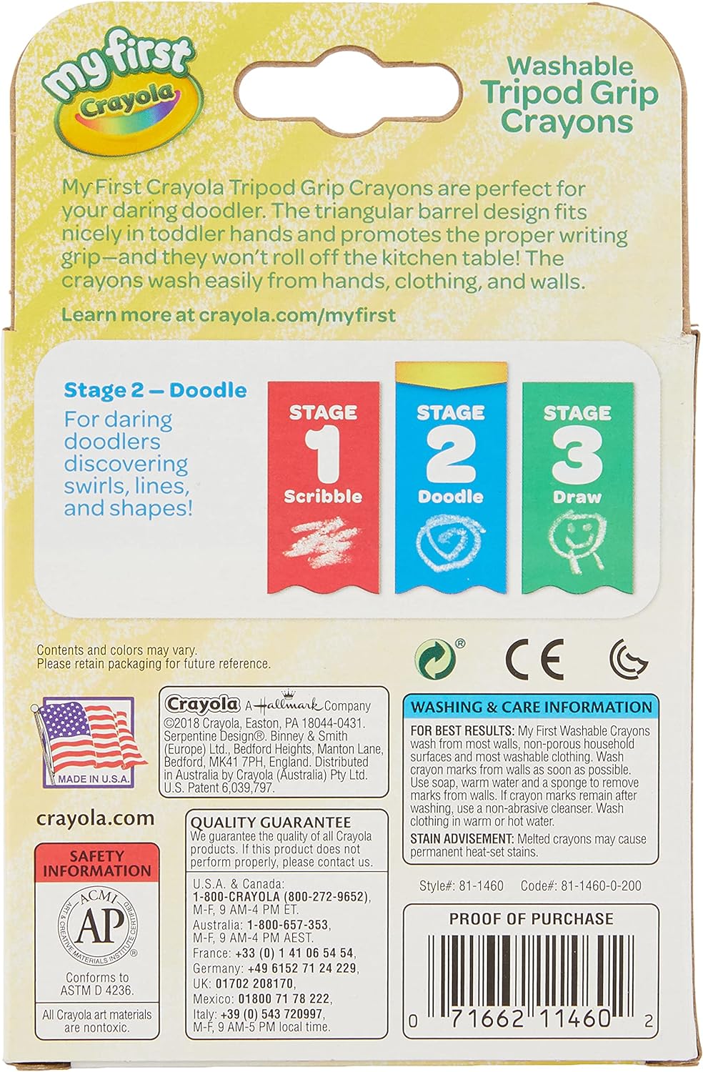 Crayola My First Crayola Washable Tripod Grip Crayons - Pack of 8 - Laadlee