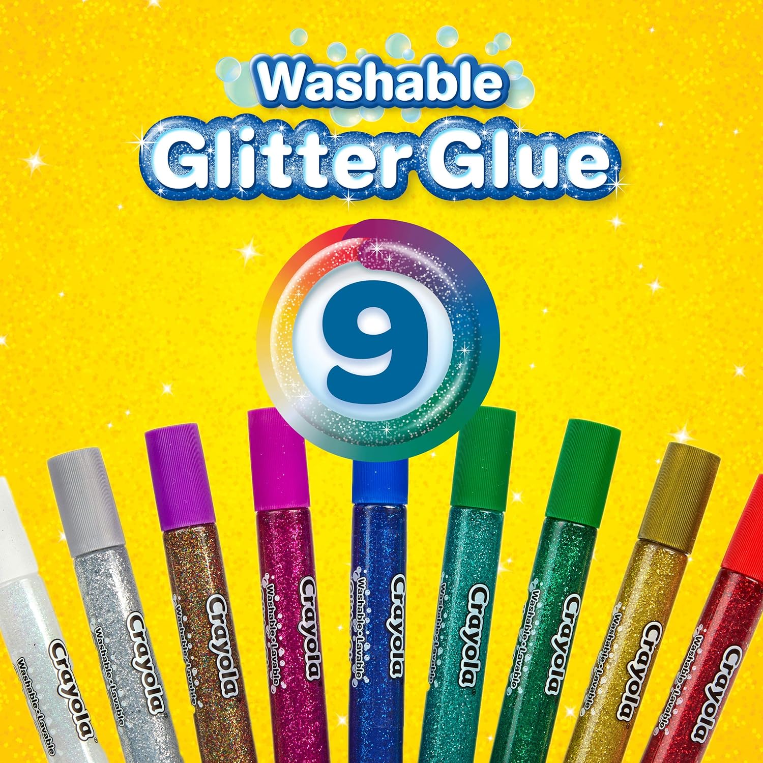 Crayola Bold Washable Glitter Glue Fiery Flecks  - Pack of 9 - Laadlee
